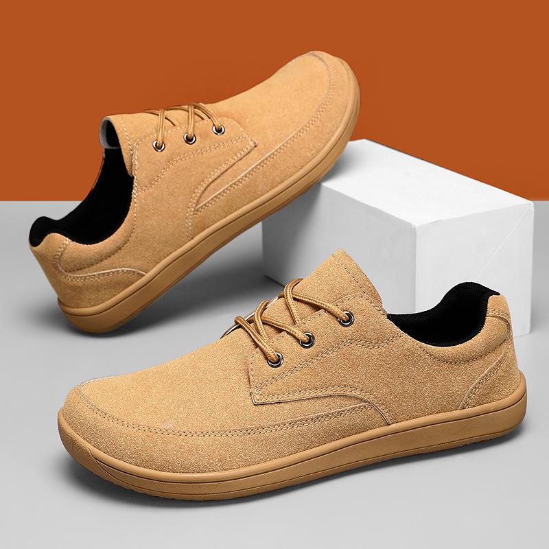 Men's Shoes Autumn Trend Comfortable Casual Shoes Soft Sole Soft Surface Fashion Wide Last Shoes Men's Suede Lace-up Trendy Shoes Wide Head Shoes