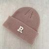 Edition Autumn and Winter Letter R Standard Wool Hat for Men and Women, Simple and Versatile Cold-proof and Warm Cover Cold Hat