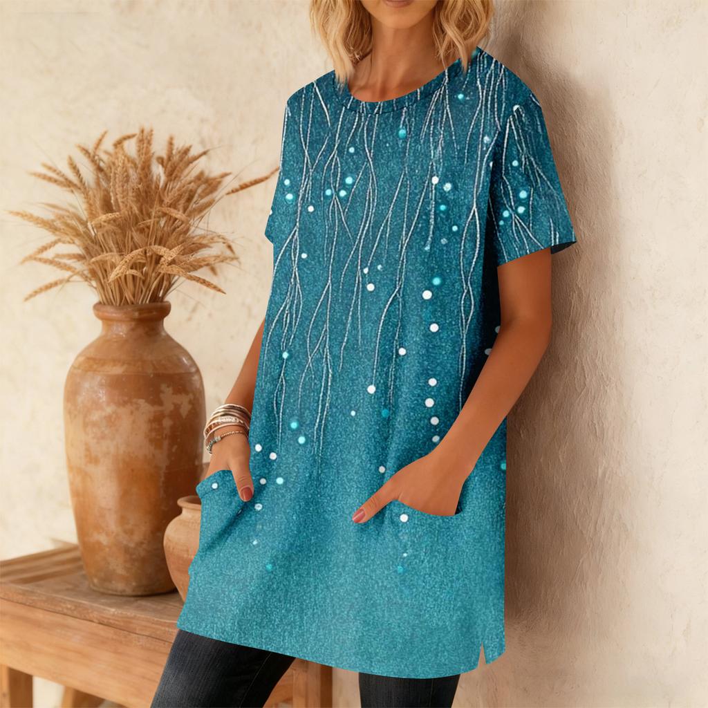 Top casual da donna alla moda a maniche corte con stampa floreale