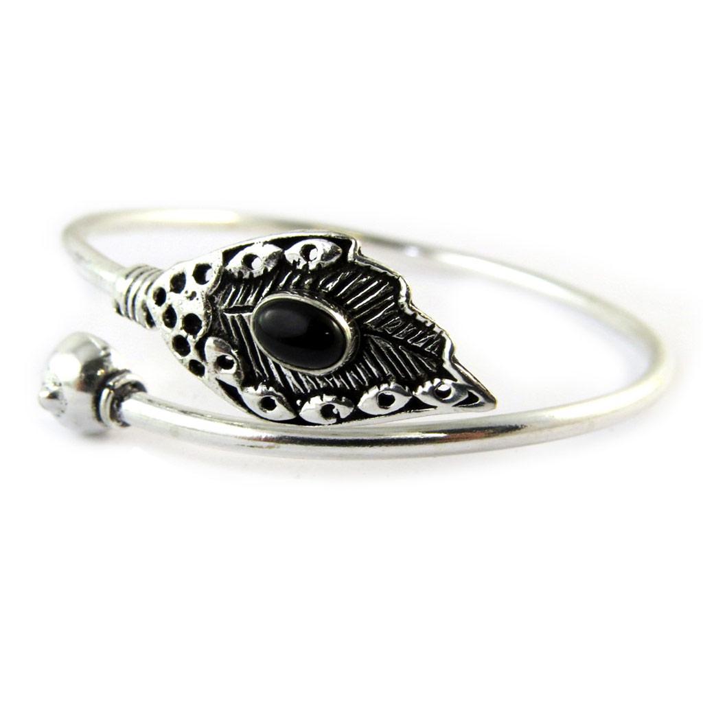 Les Trésors De Lily [N8092] - Black Silver 'Navajos' Designer Bracelet