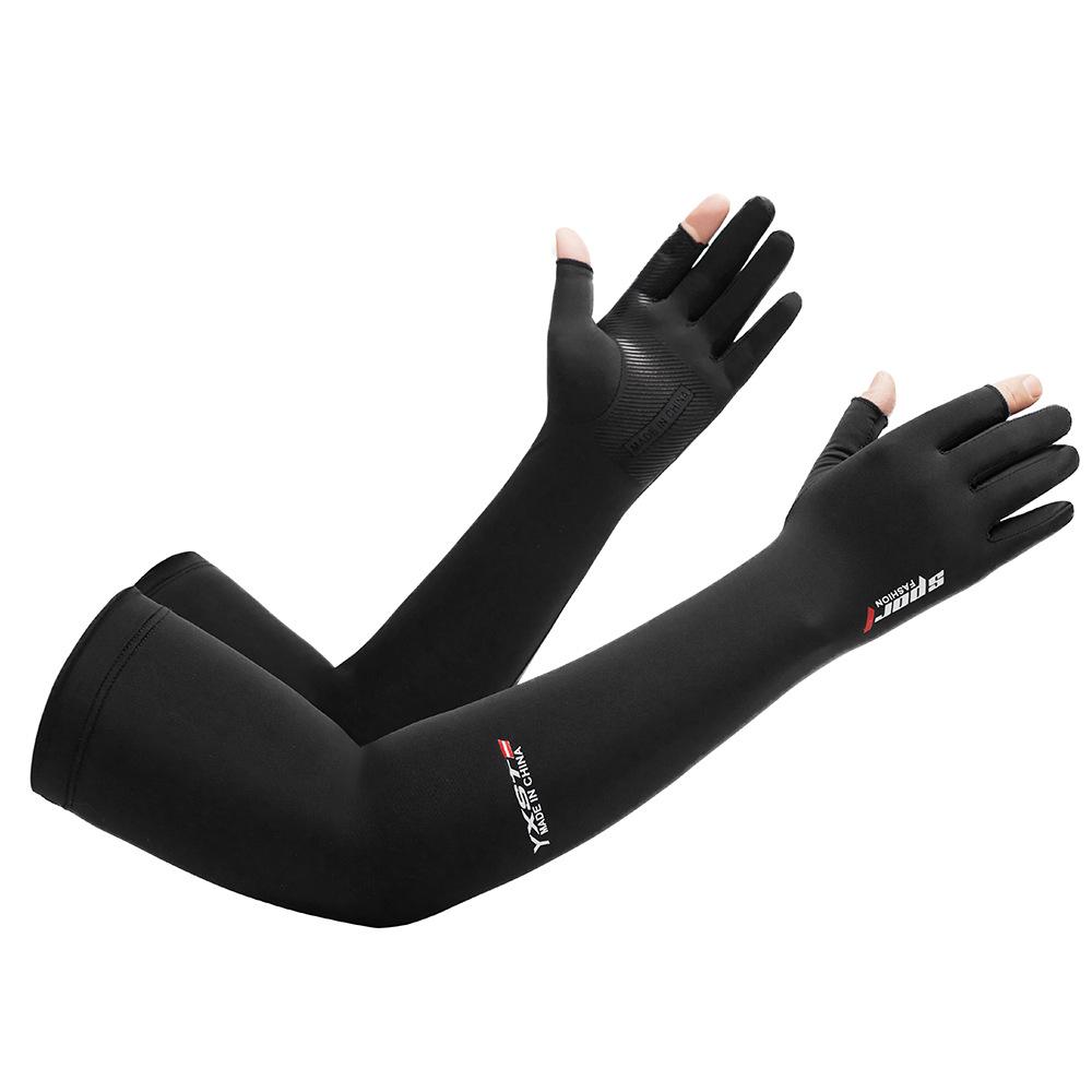 Unisex Elastic Ice Silk Sleeves for Summer Sun Protection - Non-Slip, Fingerless Design for Cycling, Hiking, and Outdoor Sports