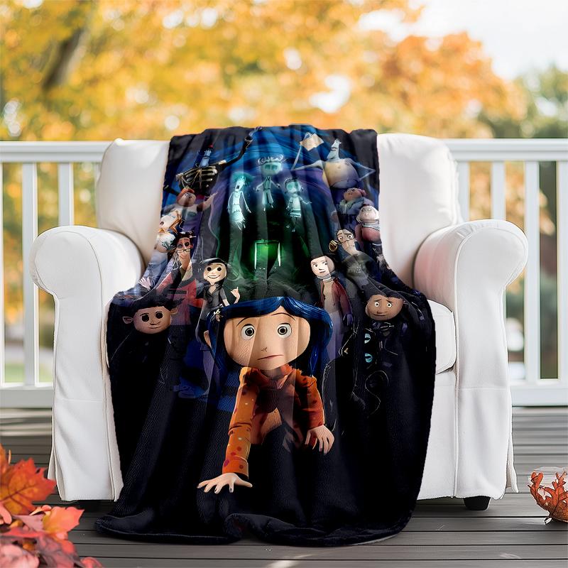 Coraline Theme Printed Blanket - Perfect for Couch, Bed, Travel & Outdoor Use | Machine Washable, Cozy & Durable.