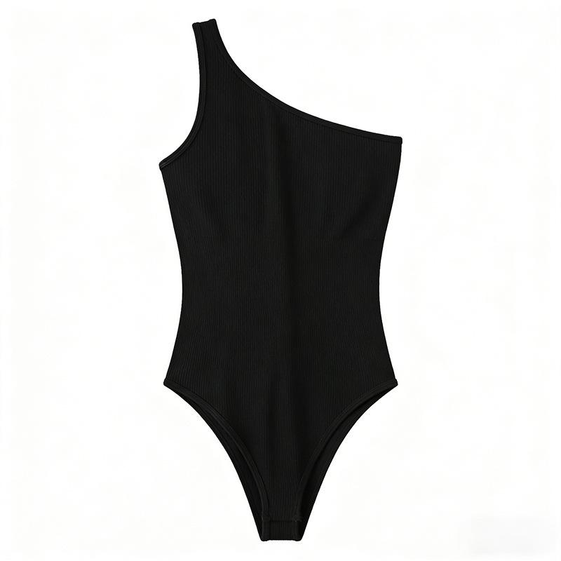 European And American Sleeveless Slanted Shoulder Onesie Women'S Top Inside And Outside, Sexy Hot Girl Tight Thong