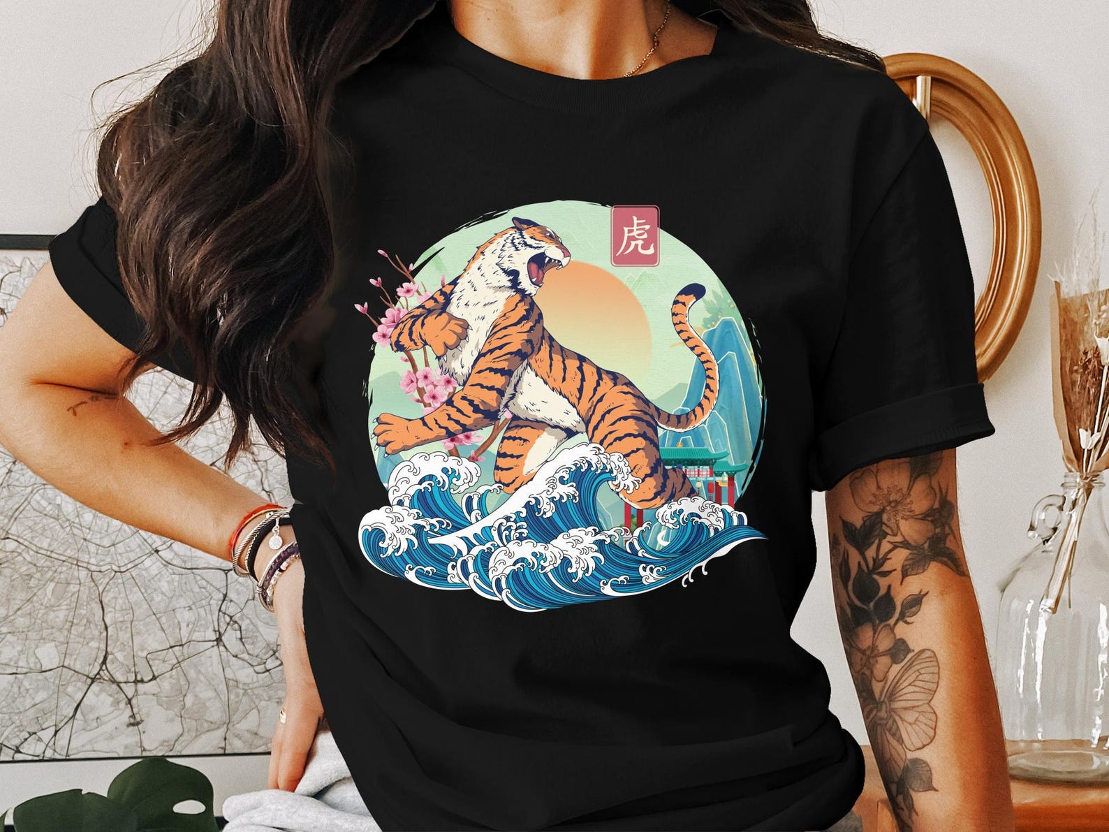 Chinese New Year Tiger T-Shirt, Lunar New Year Zodiac Tee, Year of the Tiger Shirt, Chinese Zodiac Gift XL