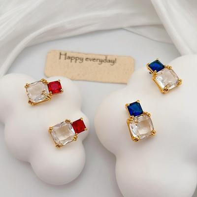 High Sense Super Shining Zircon Stud Earrings Light Luxury Fashion Gentle Elegance Temperament Stud Earrings Commuter Versatile Earrings Women
