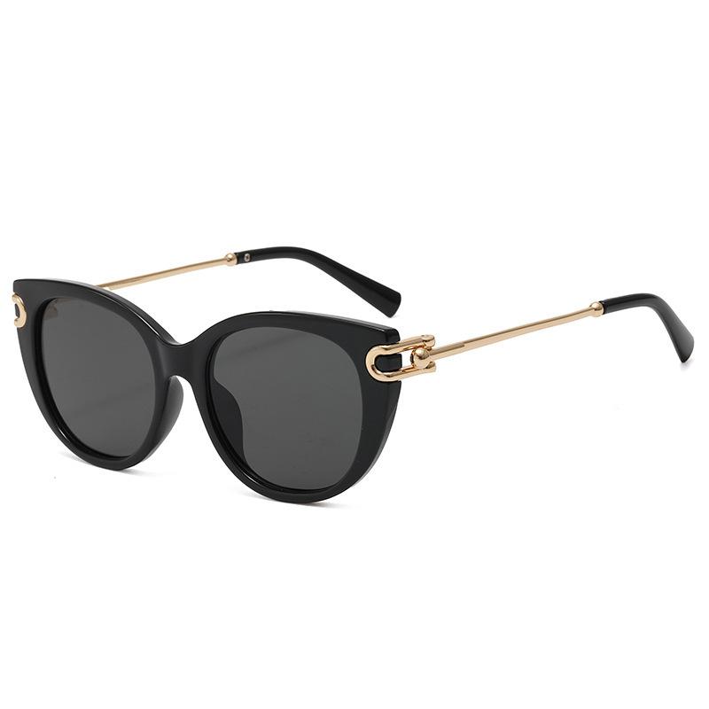 

Vintage Patchwork Oversize Round Cat Eye Sunglasses for Women New Fashion Alloy Gradient Sun Glasses Ladies Driving Uv400 Shades as picture черный серый