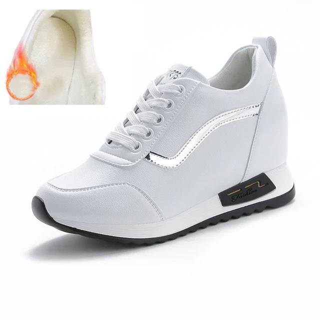 Microfiber Leather Women Casual Shoes 7cm Platform Wedge Women Fashion Sneakers Winter Autumn Air Mesh Women Summer Shoes