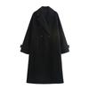 Stile Moda Autunnale Abbigliamento Donna Tricolore Lusso Collo Ampio Manica Lunga Cappotto