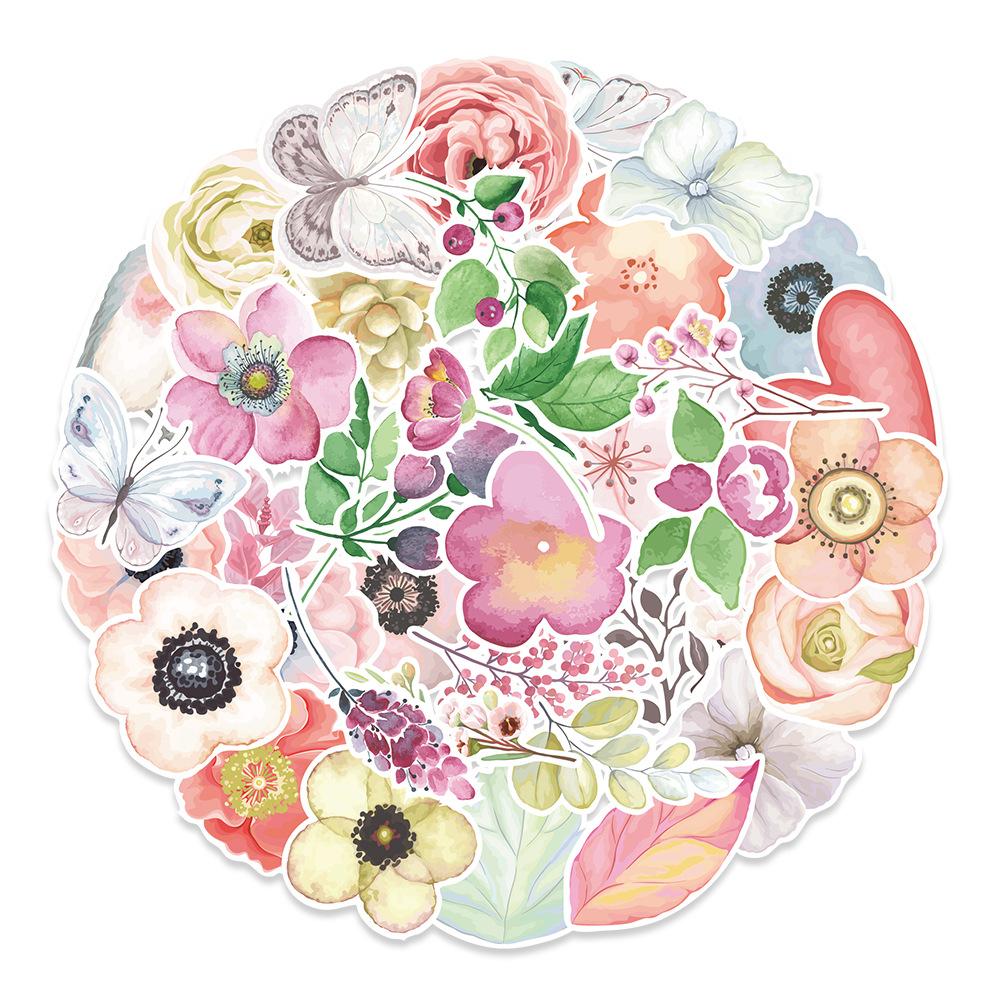 50 New Plant Flowers Graffiti Stickers Mobile Phone Computer Kettle Decoration Stickers