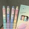 1 Set Gel Pen of Four Star-Shaped Press Pens, Gradient Color Star-Shaped Pen Cap Transparent Pen Clip, Granular Non-Slip Pen Grip Comfortable Grip