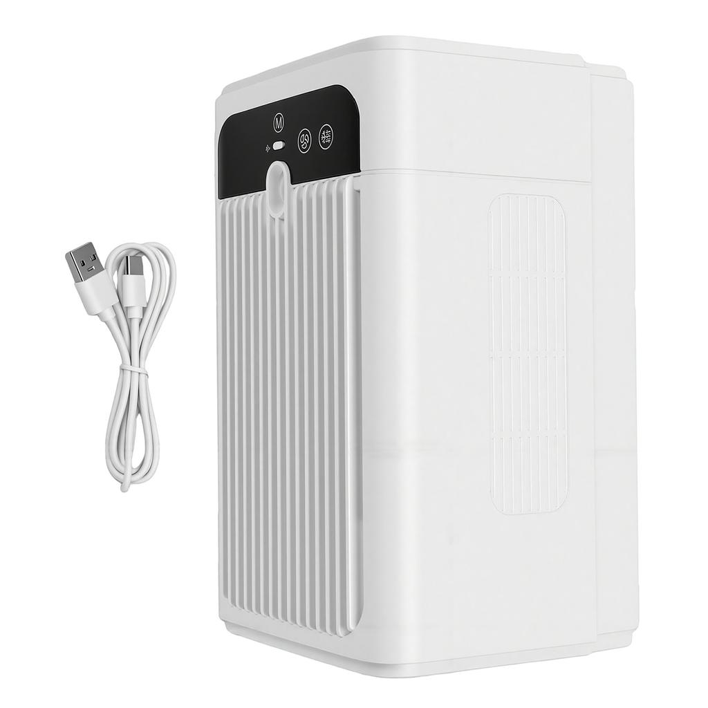 Desktop Air Conditioner with Timer Clock Ambient Temperature Display Quiet 500ML Rechargeable Desk Air Cooler Fan for