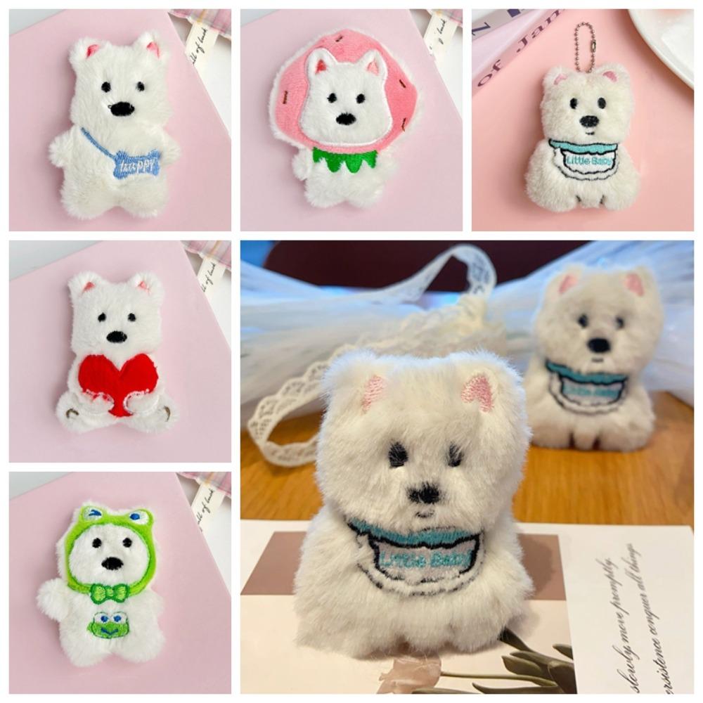 

Squeak Small Dog Doll Plush Keychain Cartoon Stuffed Dog Keyring Puppy Plush Keychain Decoration heart