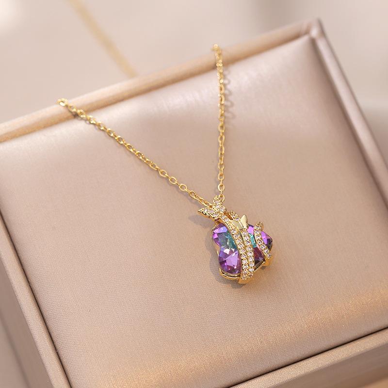 

Ожерелье с подвеской в ​​форме синего кристалла для женщин, новинка 2023 года, модная цепочка из нержавеющей стали золотого цвета, ювелирные изделия, аксессуары для свадебной вечеринки