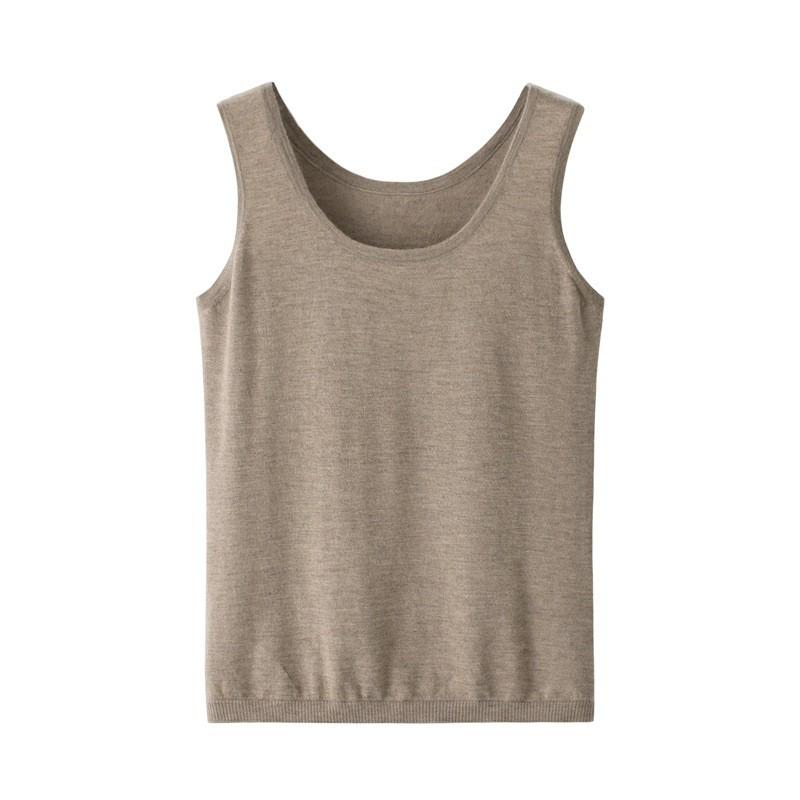 

Женский вязаный жилет из 100% чистого кашемира с круглым вырезом - Облегающий и удобный L верблюд