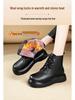 2025 H/W Damen Britischer Stil Echtleder Martin Stiefeletten mit dicken Sohlen, Retro-Fleece-Futter und Woll-Zehenschutz für Schnee