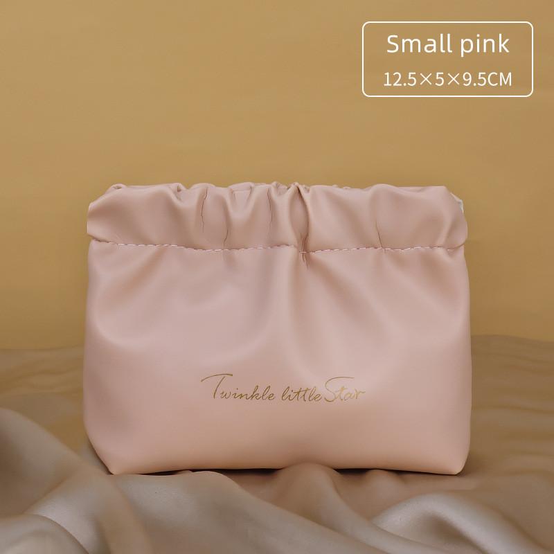 Geantă de machiaj șifonată, cu valoare ridicată, portabilă, impermeabilă, plic roșu de călătorie din PU, geantă de depozitare pentru spălare, mini geantă cosmetică de mână