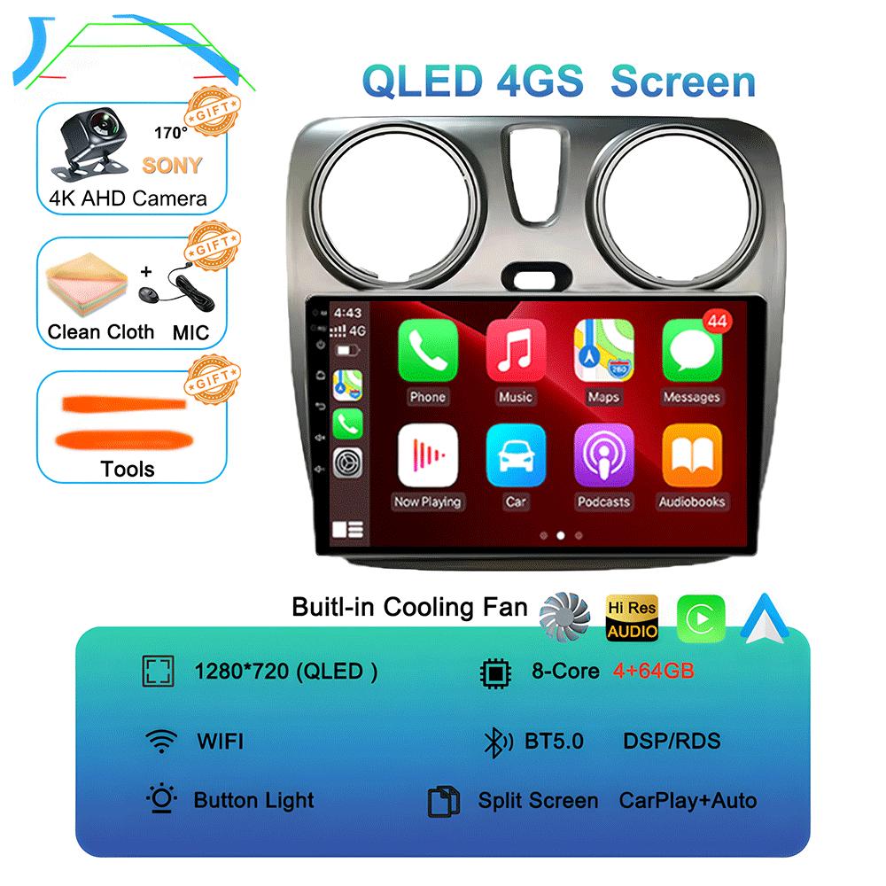 Android 14 Carplay Auto WIFI+4G For Renault Lodgy Dacia Dokker 2012-2020 Video Player Car Radio Multimedia Navigation GPS Stereo