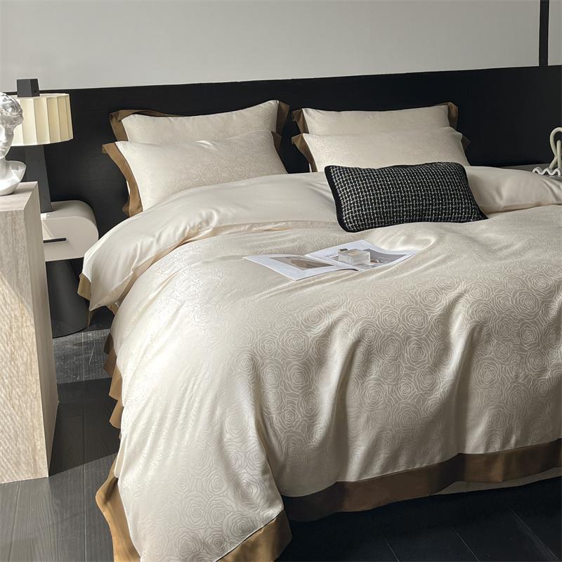 Svetanya Lyocell Cotton Bed Linens Jacquard Bedding Set Sheet Pillowcase Quilt Cover Ru Queen King Size Twin Flat Sheet