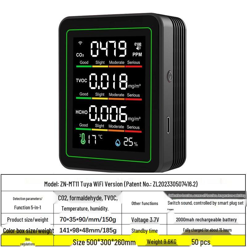 Smart Air Quality Detector: Formaldehyde, CO2, and TVOC Sensor