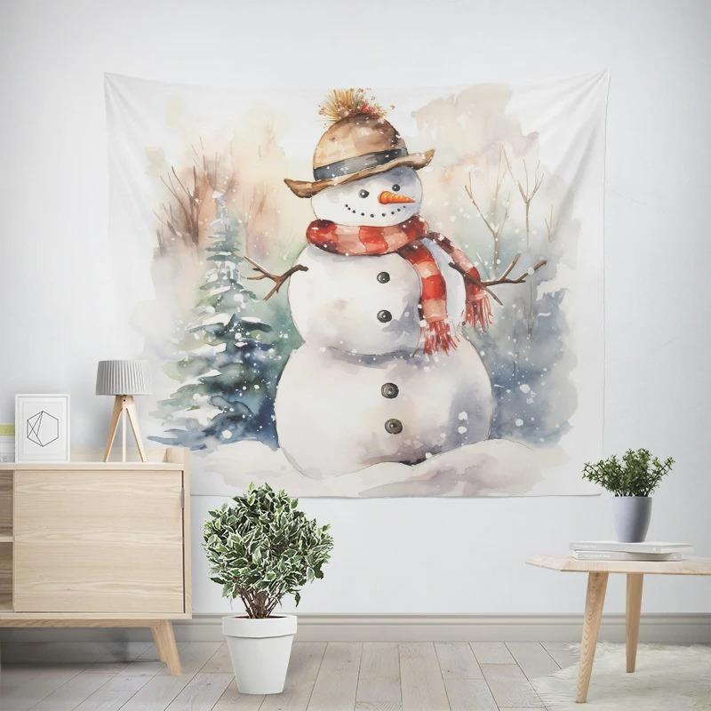 Christmas New Year Snowman Pattern Tapestry Living Room Sofa Car Interior Decorative Tapestry