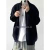 Men's Gray Knit Cardigan: Autumn Relaxed Fit Stand-Up Collar Jacket