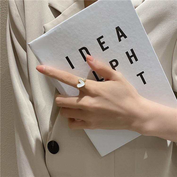 Elegant Korean Style Heart Shell Open Ring For Women Unique Fashionable Jewelry