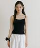 Lingseoul Cotton Blended Ribbed Sleeveless Top-Black
