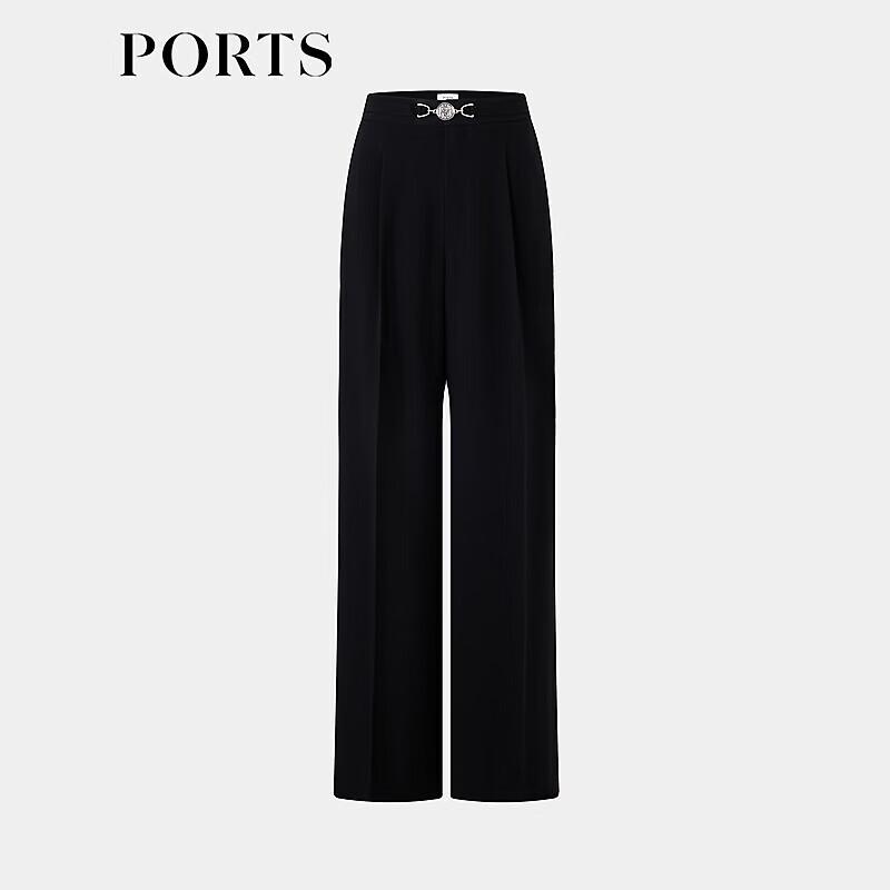 PORTS Women's Metal Buckle Wide-Leg Trousers
