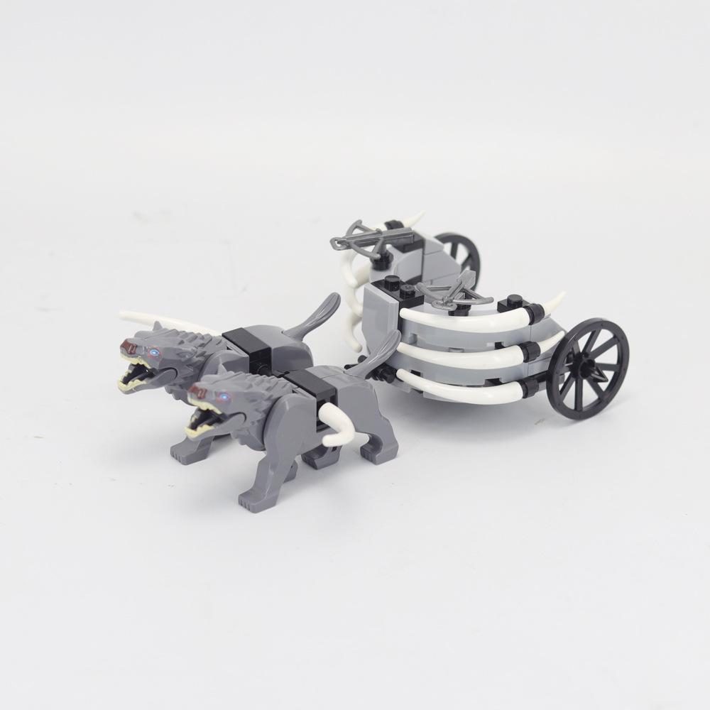 Building Block Wolf Chariot Medieval Weapon Ancient Three Kingdoms Scene Assembly Toy Model Ornament