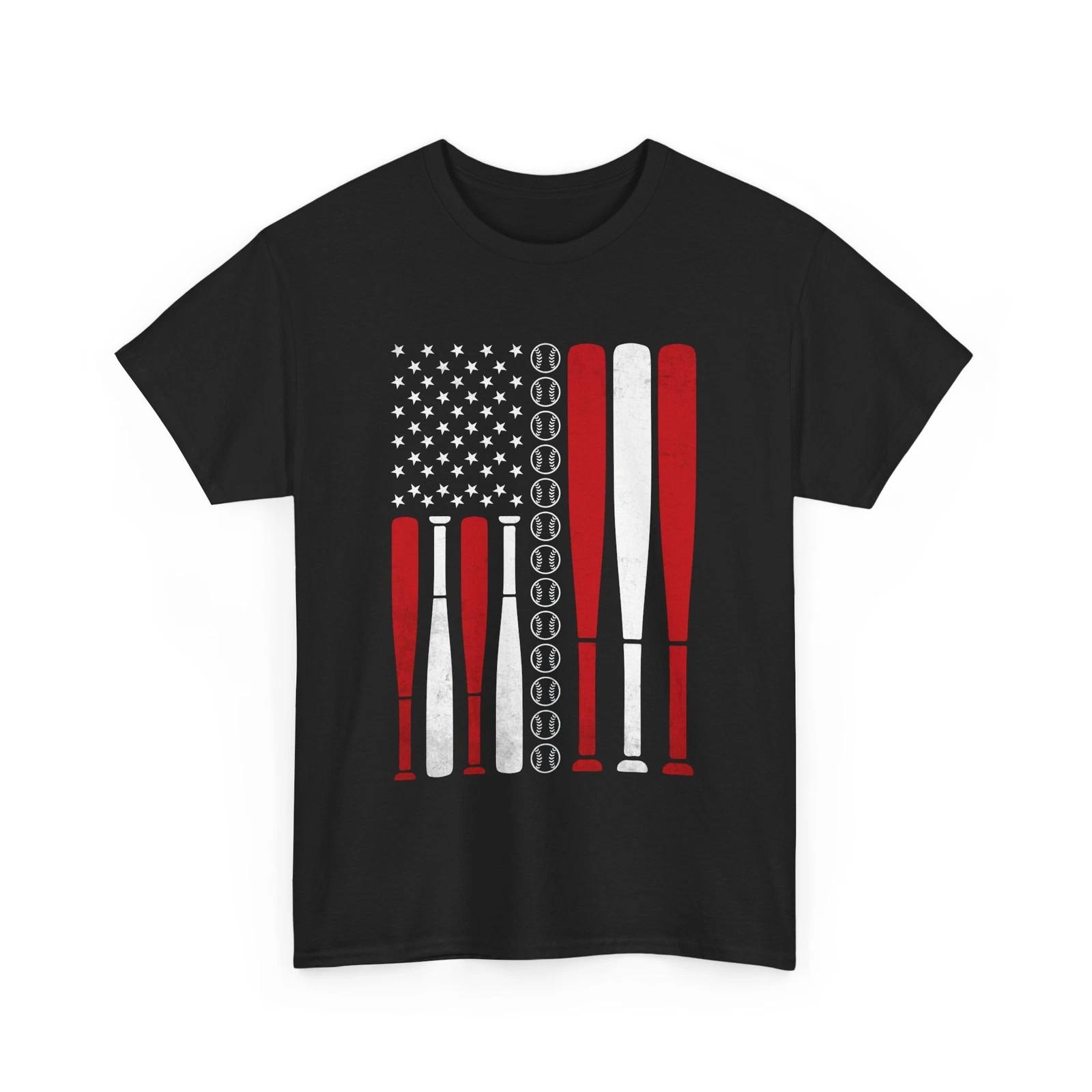 Baseball T-Shirt | Funny Baseball Fan Tee | USA Flag Baseball Fan Tee XL