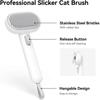 White Cat Brush with Release Button, Cat Grooming Brush for Shedding Indoor Cats, Pet Comb for Long & Short Haired Cats