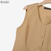ZANZEA Women Sleeveless Vest Tops and Pants Casual Two Piece Suit Sets