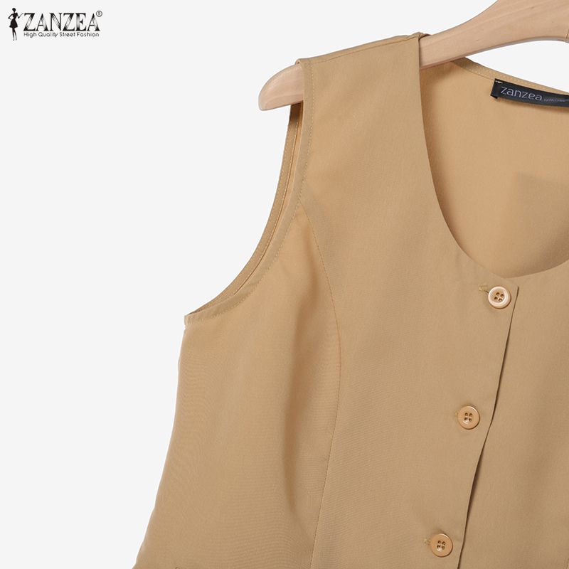 ZANZEA Women Sleeveless Vest Tops and Pants Casual Two Piece Suit Sets