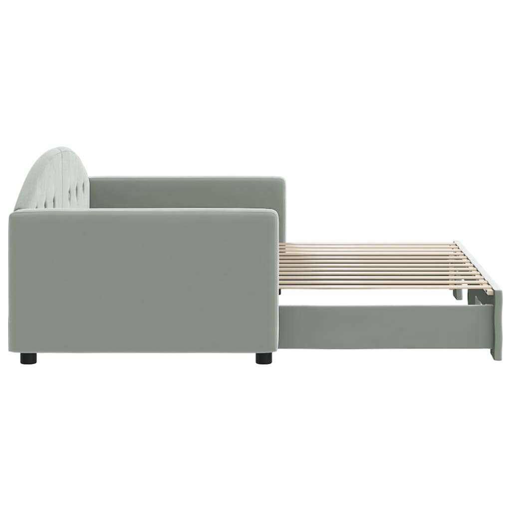 Pull Out Daybed Light Grey 90x200 cm Velvet