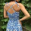 Sexy Elegant Backless Print Long Dress Women Casual Split Sleeveless Strappy Dresses Female Fashion Chic Sweet Beach Party Clothing