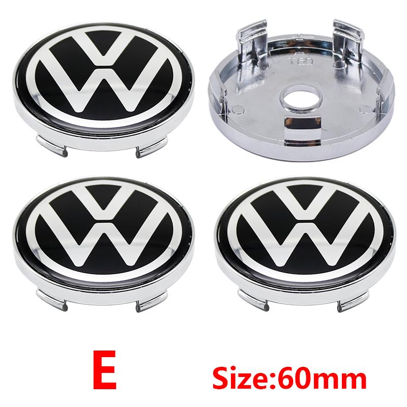 Pour VW VOLKSWAGEN Nouveau 4pcs 56mm Emblème de Roue de Voiture Autocollant Central 60mm Cache-Moyeux de Roue Accessoire Pour VW golf Passat R Rline GTI