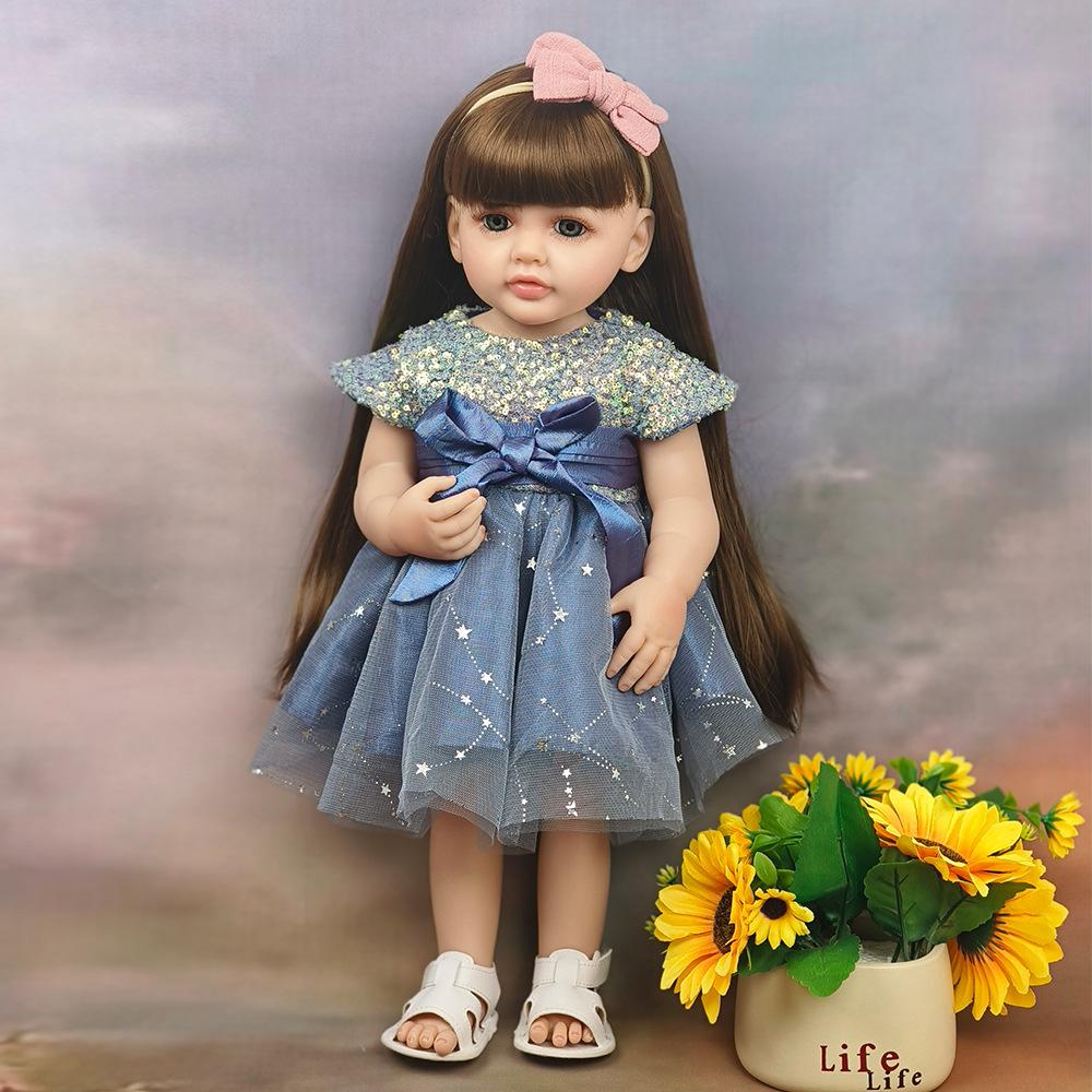 Drăguțe Picioare Dreapte Păpuși Reborn Betty 55cm Vinil Întregul Corp Baie Simulare Păpușă Prințesă Fată Ora de culcare Păpușă de însoțire Cadouri de naștere pentru copii