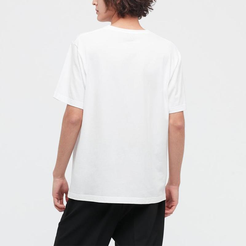 Uniqlo Cartoon Mickey Print Crew Neck Cotton T-Shirt Unisex Tops White 447175-00