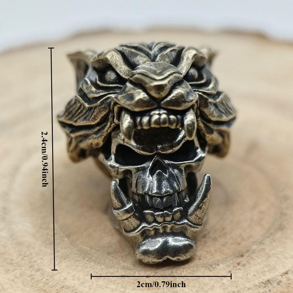 Tiger Hat Orc Skull Head Sculpture Outdoor Knife Beads EDC Lanyard Key Chains Pendants Brass DIY Umbrella Rope Bracelets Charms Accessories