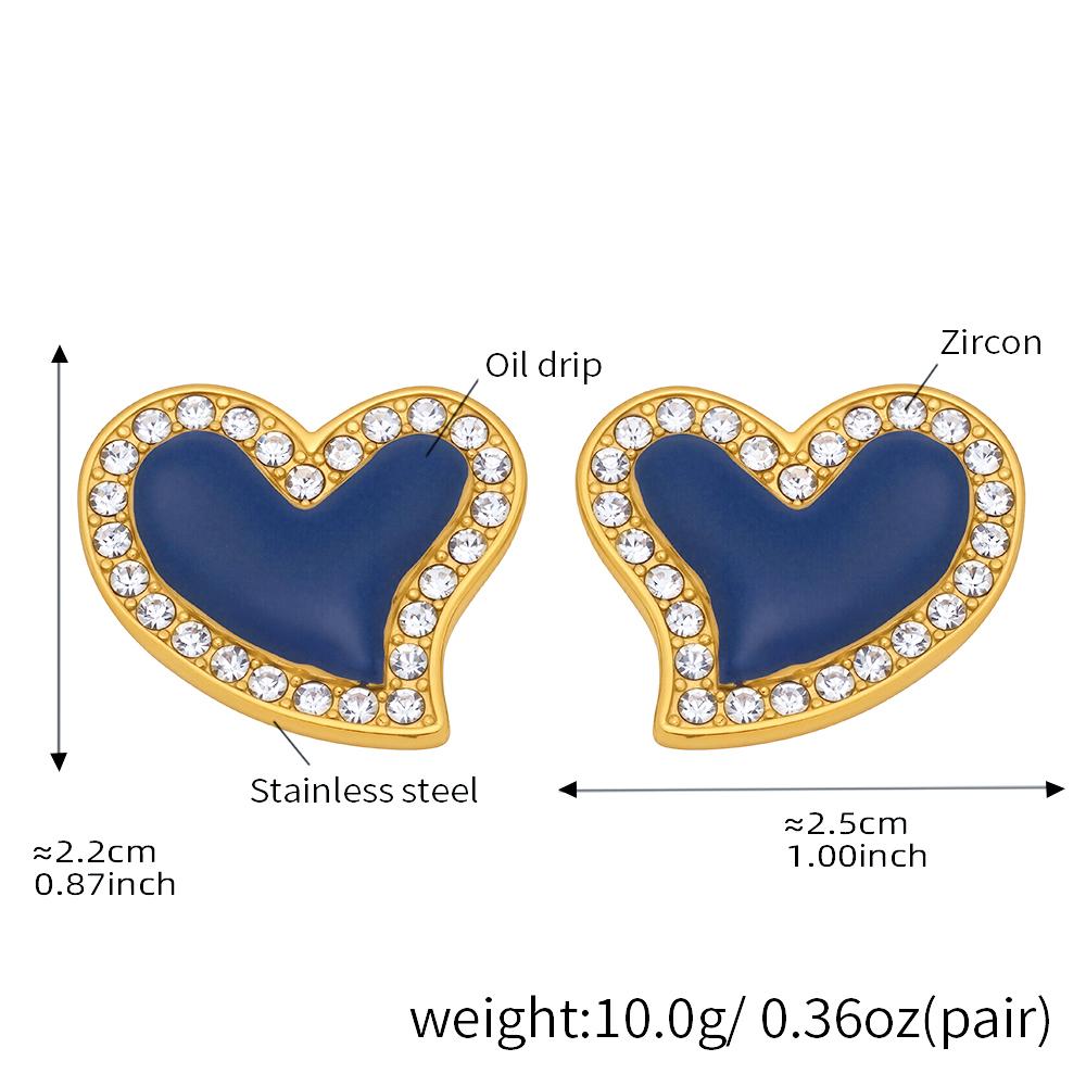 

Серьги-пусеты в форме сердца из нержавеющей стали 316L для женщин, с покрытием из 18-каратного золота, инкрустированные множеством сверкающих цирконов