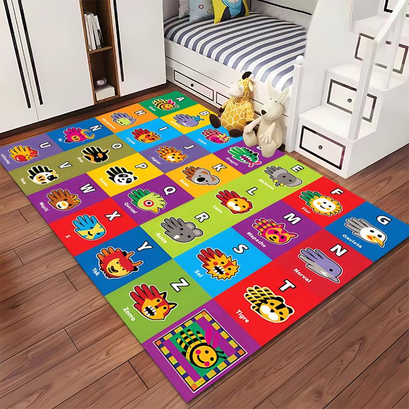 Colorful alphabet animal design rug for kids Non-slip rug suitable for living room and bedroom sofas