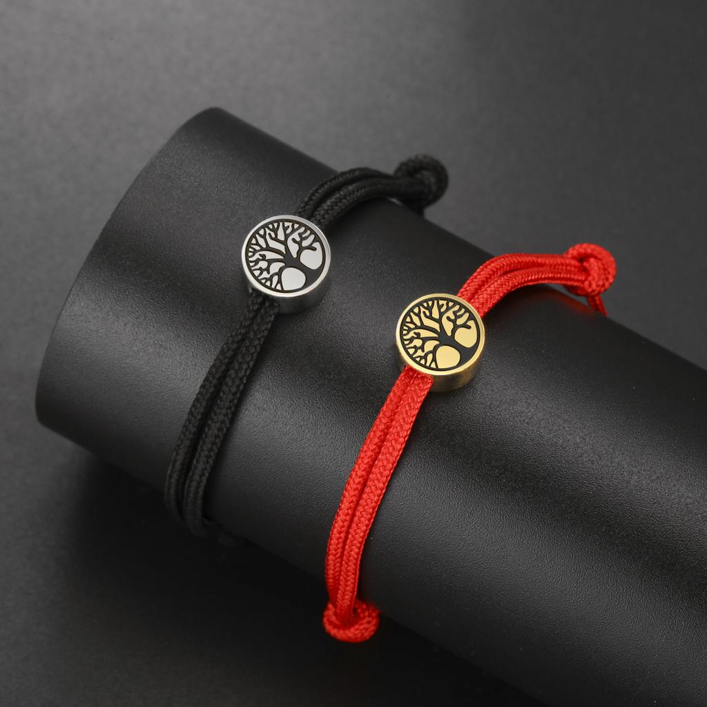Dreamtimes World Tree of Life Bracelet Stainless Steel Bracelet for Women Men Hand Made Rope Chain Adjustable Rope Jewelry Gift