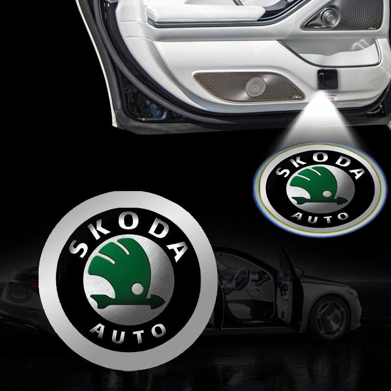 1/2pcs LED Car Door Courtesy Light Projector Welcome Lamp Car Badge for Skoda 3 2 VRS Vision Rapid Kodiaq Favorit Rapid Octavia A5 A7 Superb