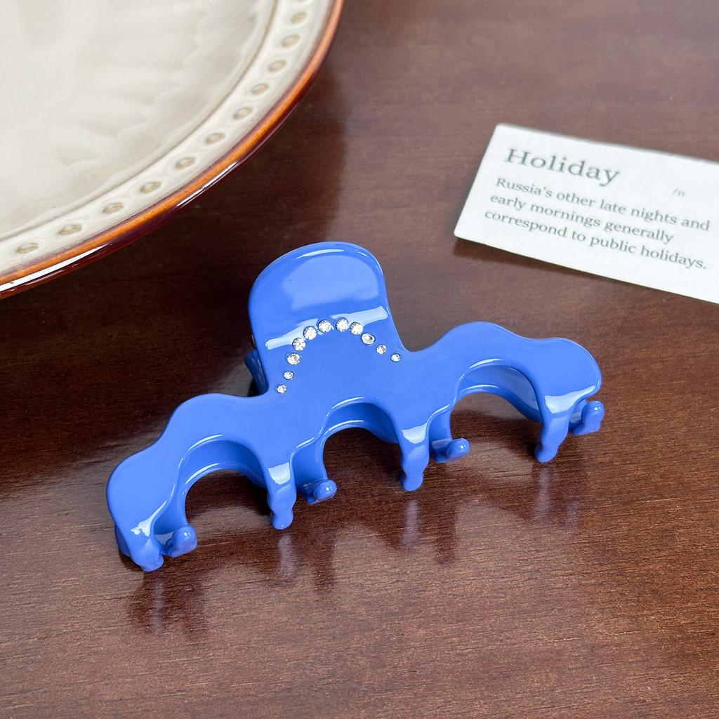 Stylish Korean Acetate Medium Wave Hair Clip With Gemstone Accents For Updos Chic