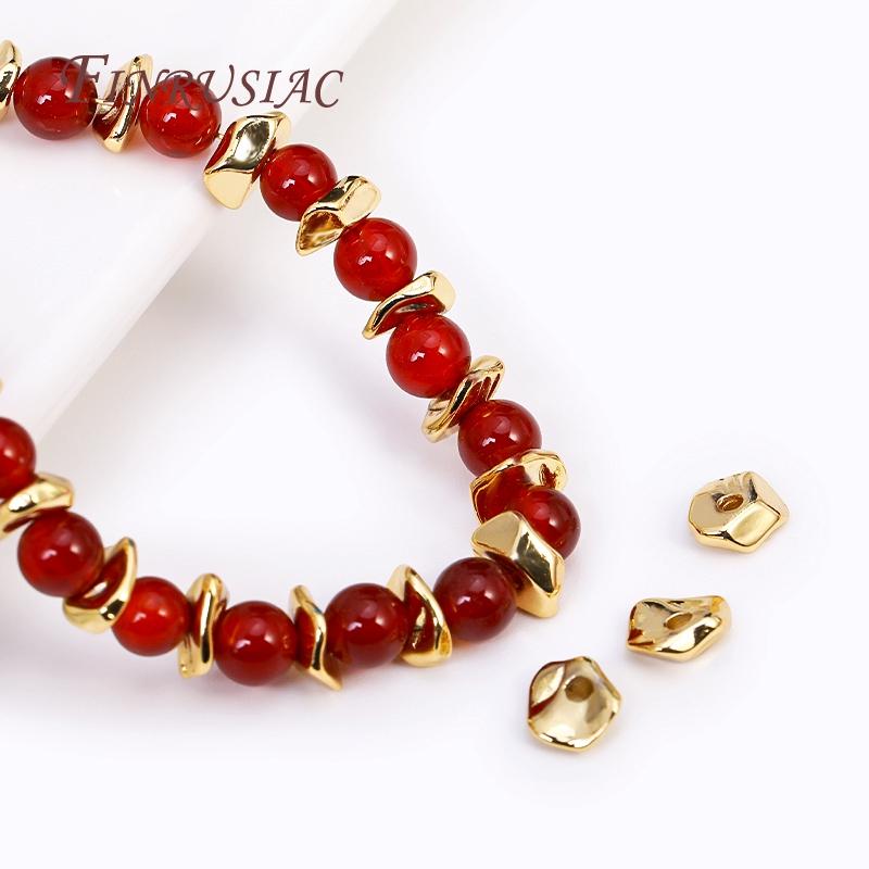 2 Sizes 18K Gold Plated Irregular Spacer Beads,High Quality Metal Beads For Bracelets Beading Beads DIY Jewelry Making Findings