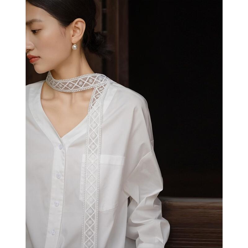 Demana Women s Spring Lace Tie Blouse M