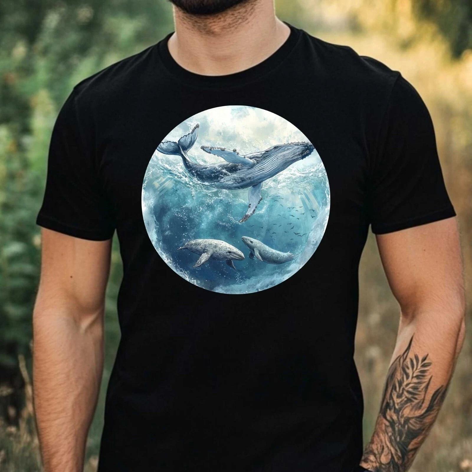 T-Shirt Herren Buckelwal Motiv Baumwolle Größe XS bis 5XL L