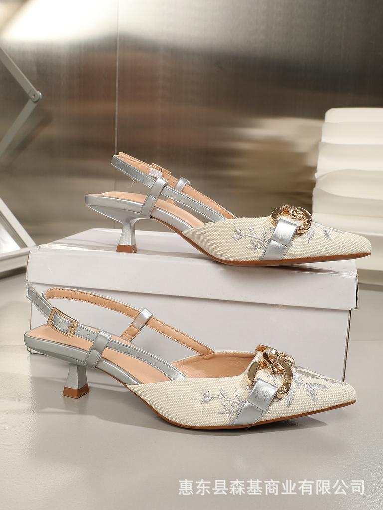 Luxury Sandals Women Fashion European American Style Shallow Mouth High Heels Women 2025 Summer New Pointed Stiletto Sandals