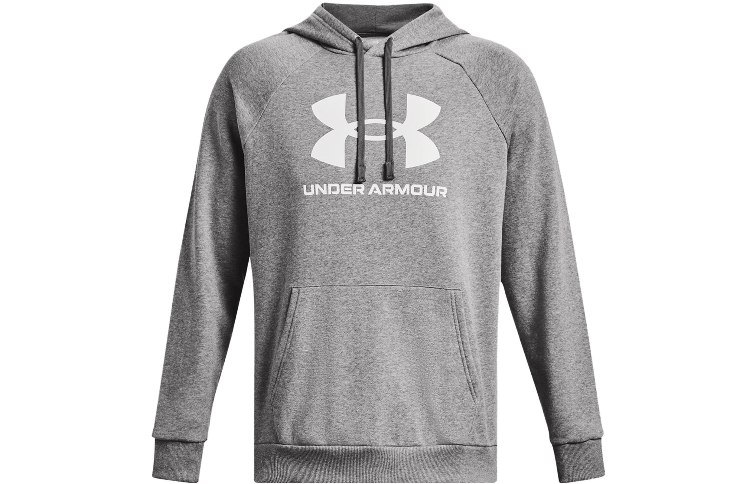 Under Armour Rival Fleece Sweatshirts Men s Gray Hooded Moderate Regular 1379758-025 L