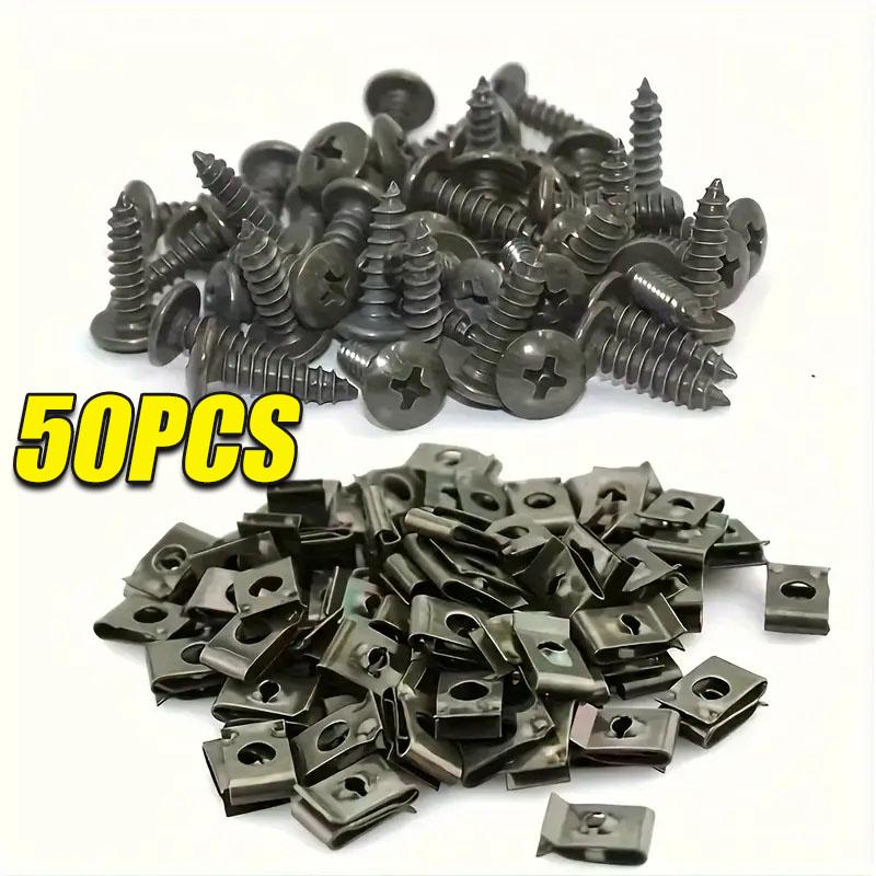 Car Screw Base Bayonet Clip Self-Tapping Screw U-Clip Car Conversion Clip Fender Bumper Protector Clip Screw for Car Motorcycle